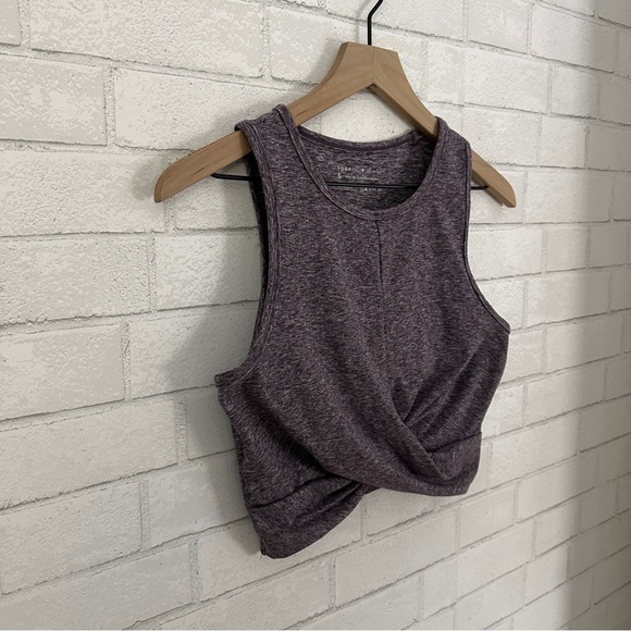 YOGALICIOUS LUX Heathered Maroon Twisted Front Bra Crop Top - Picture 3 of 7